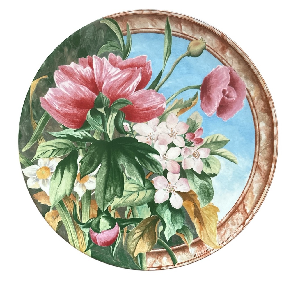 Gien France Volupte’ Round Cake Plate Serving Dish Floral 12”